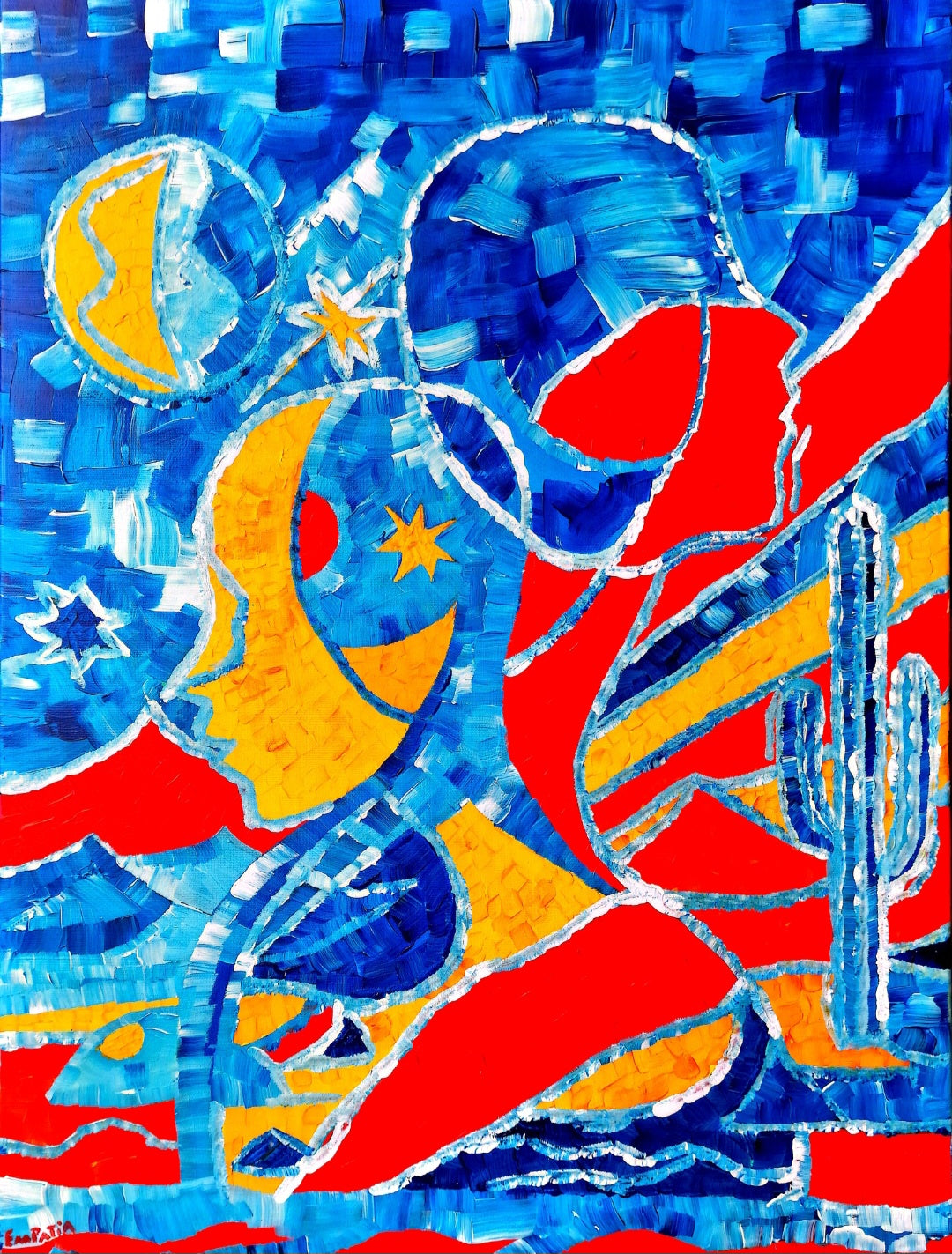 Desert Moons – Original Acrylic Painting (60×80 cm)