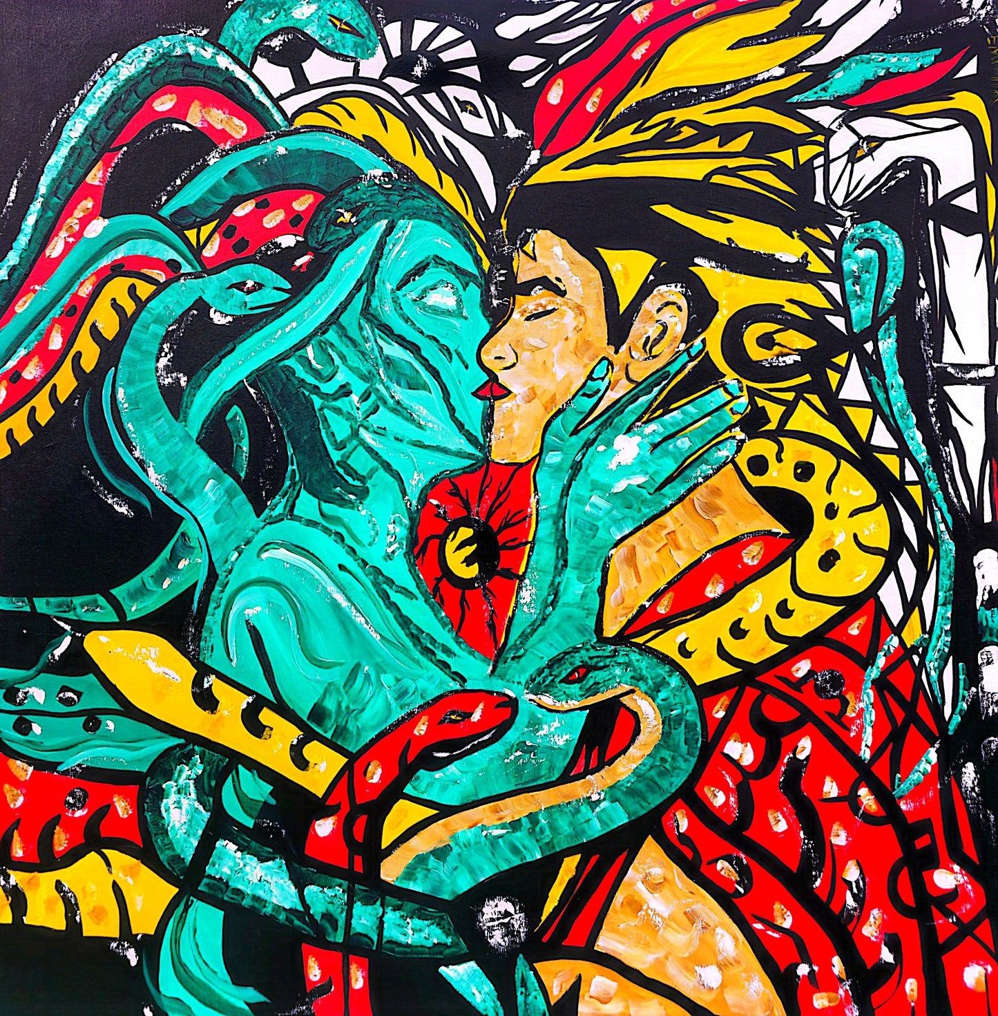 Veil of Awakening – Original Acrylic Painting (92 × 92 cm)