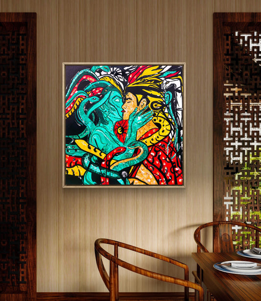 Veil of Awakening – Original Acrylic Painting (92 × 92 cm)